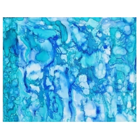 Hand Crafted Blue and White Abstract Design 11x14 Inches Canvas Painting - Picture 3 of 4